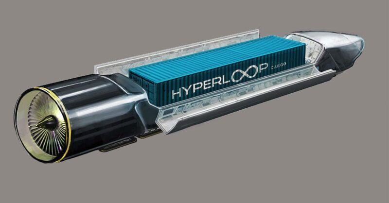 Mchoro ukionesha ubebaji wa kontena la mizigo ndani ya Hyperloop