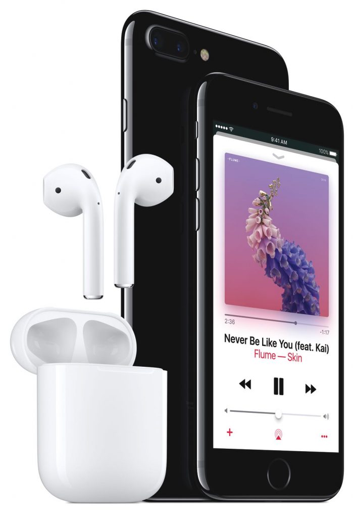 iPhone 7 pamoja na earphones ambazo ni wireless; Airpods.