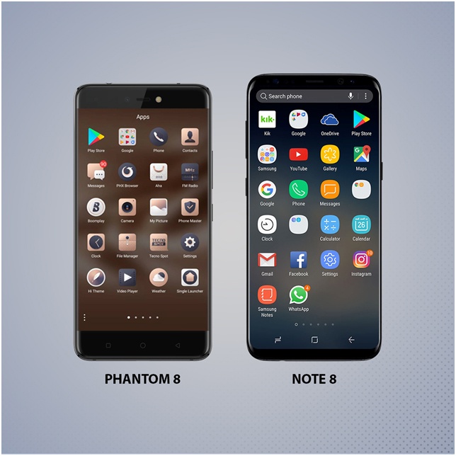 Meonekano Wa Mbele Kati Ya Phantom 8 Na Galaxy Note 8